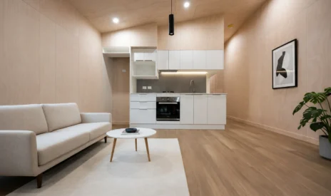 Modular accommodation Lake Argyle - ModnPods, Discovery Resorts living area